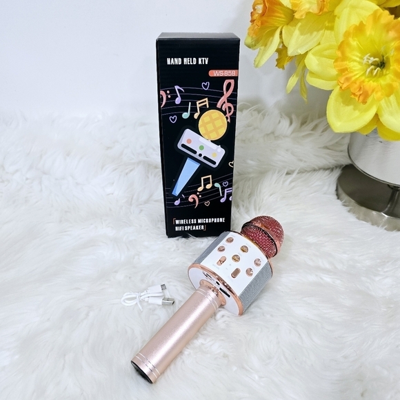 Wireless Karaoke Microphone and Bluetooth Speaker Rose gold New - Picture 1 of 5